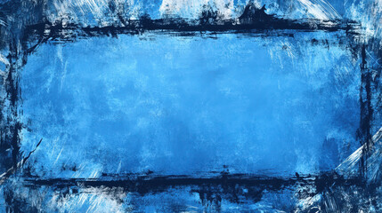 Obraz premium Abstract deep blue grunge frame with rough textured edges.