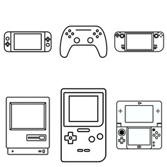Minimalist Line Icons Gaming Devices & Consoles Set