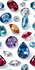 Fototapeta premium A collection of colorful gemstones displayed on a white background.