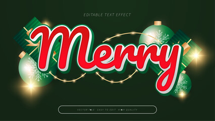 Red Green And Gold Merry 3d Editable Text Effect - Font Style