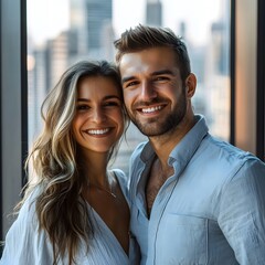 Obraz premium couple, happiness, smiles, love, romance, bond, memories, moment, affection, togetherness, harmony, relationships, youthful, carefree, friends, enjoy, joy, together, expression, emotions, fun, candid,
