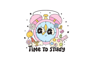  Time to study, Groovy Back to School Sublimation T Shirt Design