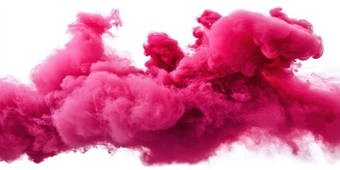 Fototapeta premium Pink smoke cloud on white background, pink fluffy cloud on white background 