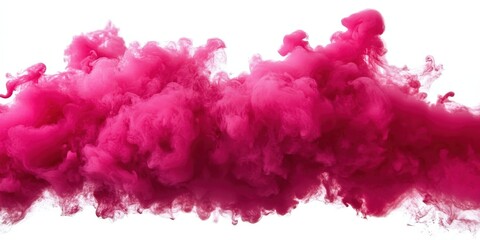 Fototapeta premium Pink smoke cloud on white background, pink fluffy cloud on white background 