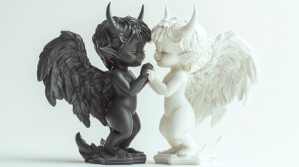 Explore the symbolism of angel and devil statues in art