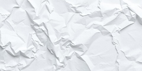 Fototapeta premium Close up of crumpled white paper texture with shadows, textured, wrinkled