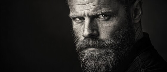 portrait of a man with a beard and intense expression