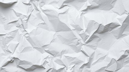Obraz premium Crumpled white paper with faint lines and wrinkles, creased, recyclable, close up