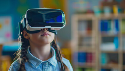 Studying in the classroom with VR or Virtual Reality, modern learning methods with VR or Virtual Reality, schools with modern learning methods, VR for studying in the classroom