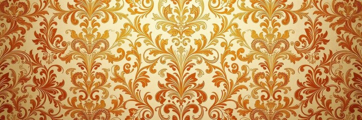Luxurious seamless golden floral wallpaper with intricate details and elegant design, elegant, floral