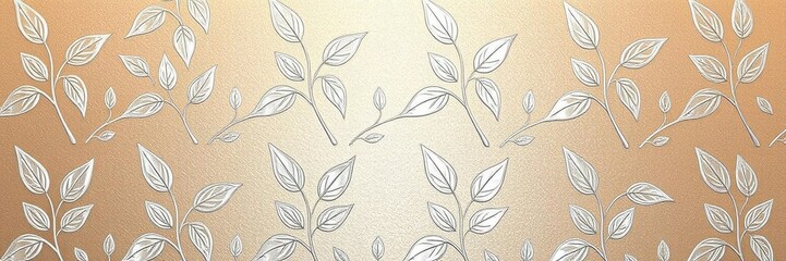 Fototapeta premium Seamless silver leaves wallpaper with elegant design for interior decoration, botanical, modern