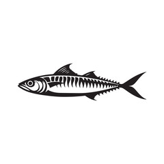 Fototapeta premium Mackerel fish silhouette vector on a white background