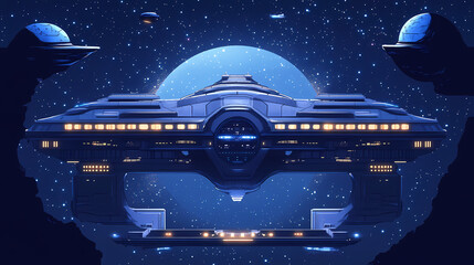 Galactic federation embassy, diplomacy among the stars. Galactic. Illustration