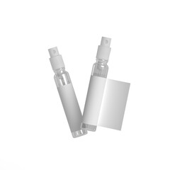 3d render Parfume sample mockup with space for design without backgroud	