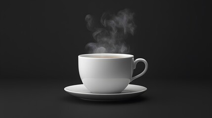 Obraz premium High-quality white coffee cup mockup with delicate steam, elegant 3D rendering on blank backdrop
