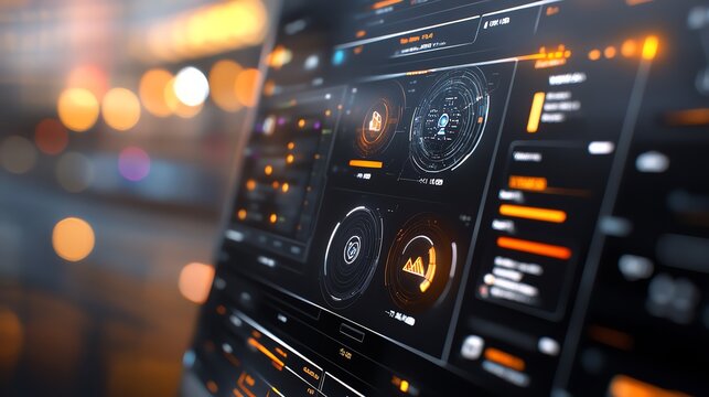 3D render of digital car rental dashboard with hightech features