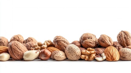 High-Resolution Image of Assorted Nuts Walnuts, Almonds, Hazelnuts, and More - Perfect for Food, Health, and Nutrition Content