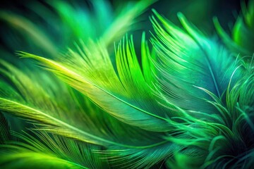Obraz premium Abstract Green Feather Texture in Long Exposure - Captivating Nature's Intricacies, Fluid Motion, and Vibrant Color Palettes for Stunning Visual Appeal