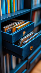 Photo Bookshelf Drawers Library Storage Organization