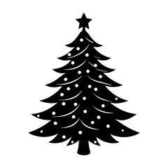 Obraz premium Christmas Tree Silhouette Vector Illustration on White Background – Festive Holiday Graphic Design