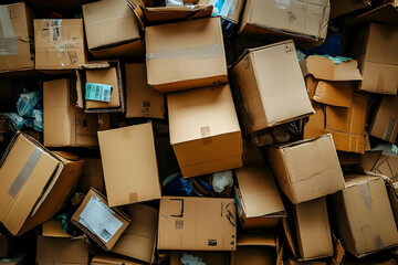 Photo Piled Cardboard Boxes Waste Recycling Packaging