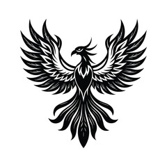 Fototapeta premium Tribal Eagle Tattoo Vector - Majestic Winged Predator Design, Powerful Silhouette & Detailed Line Art