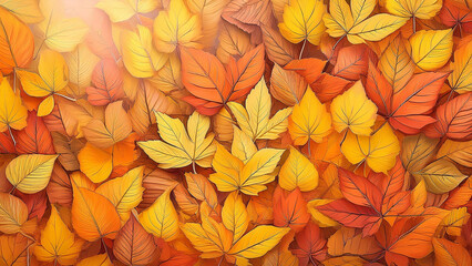 Fototapeta premium Autumn leaves lying on the floor