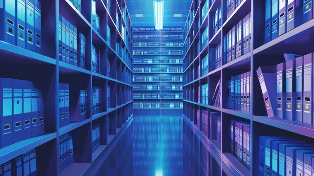 The illustration shows a document management system (DMS) which stores files in binary format for managing digital information in corporations or online