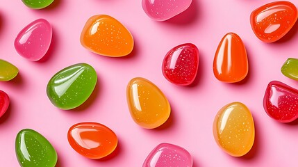 Fototapeta premium Colorful Jelly Candies on Pink Background