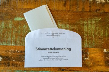 Envelope with documents for postal voting for  elections in Germany.