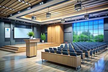 High-Quality Lecture Podium for Professional Presentations - Modern Design, Adjustable Features, and Integrated Technology for Effective Communication in Educational Settings