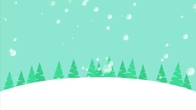 snowfall in the spurce forest background animation cartoon landscape