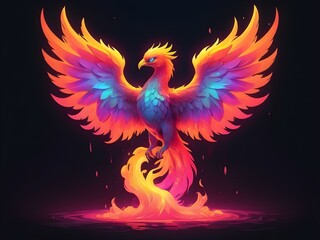 Obraz premium phoenix-shaped flame on black background