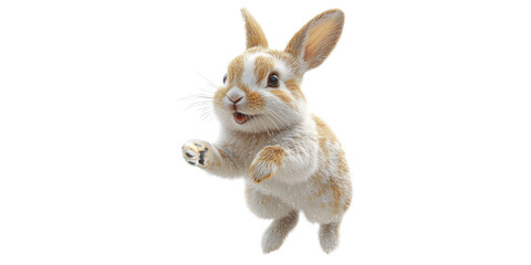 Fototapeta premium Hopping Rabbit Isolated on Transparent Background