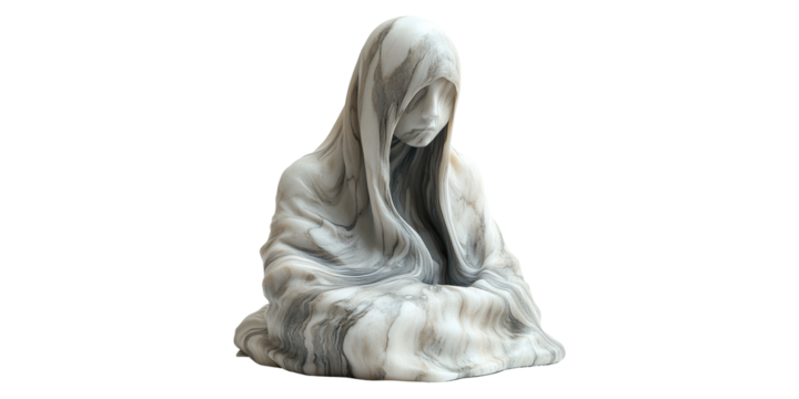 Marble Draped Sculpture Isolated on Transparent Background