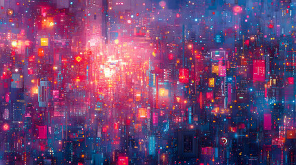 Obraz premium Abstract Cyberpunk Cityscape Illustration