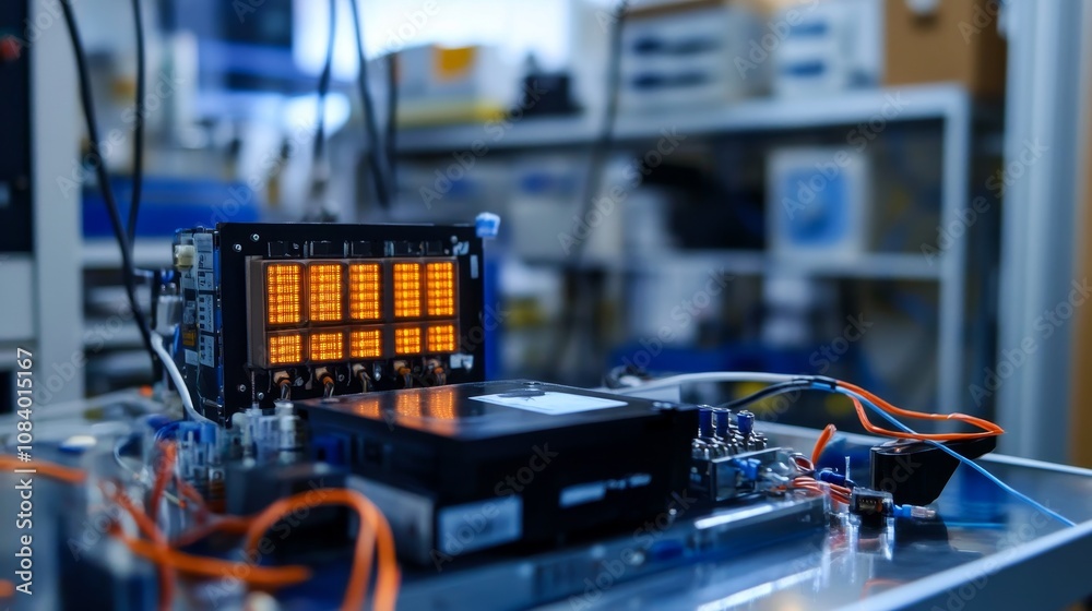 Poster monitoring system setup laboratory technology controlled environment close-up view innovation