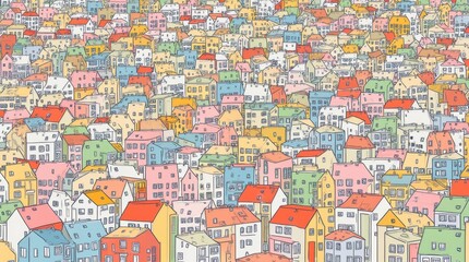 Obraz premium Colorful European Neighborhood Illustration