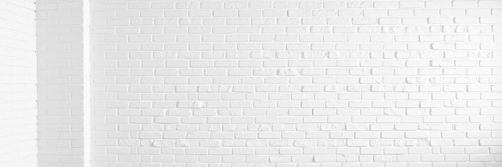 White brick wall as a textured background for interior design and architecture projects, clean, minimalistic