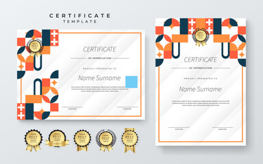 Modern Certificate of Appreciation Template With Colorful Design. Elegant Certificate Template Featuring Vibrant Geometric Patterns. Ideal for Awards, Achievements, and Recognition Events