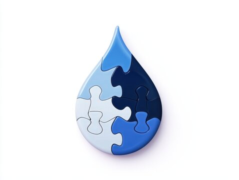 a creative representation of a water droplet made from puzzle pieces symbolizing unity and problem-solving
