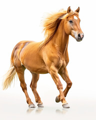 Obraz premium Golden horse running gracefully with flowing mane