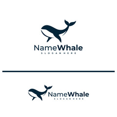 Oceanic Giant Whale logo vector illustration. Whale fish logo design concept template