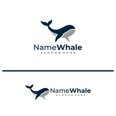 Oceanic Giant Whale logo vector illustration. Whale fish logo design concept template
