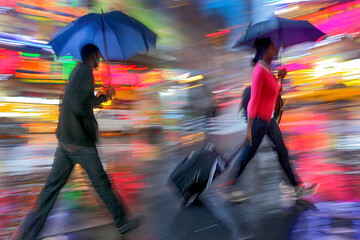 rainy night in the city motion blur