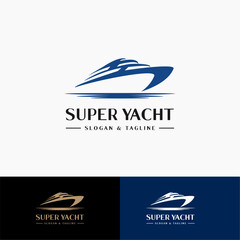 Simple logo concept of simple yacht on the ocean