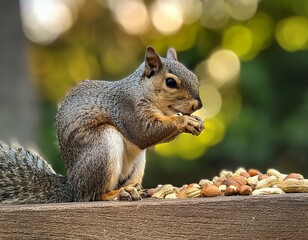 Fototapeta premium Una ardilla Una ardilla en el bosque, en primer planoen el bosque, en primer plano