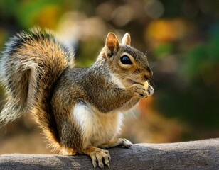 Obraz premium Una ardilla Una ardilla en el bosque, en primer planoen el bosque, en primer plano