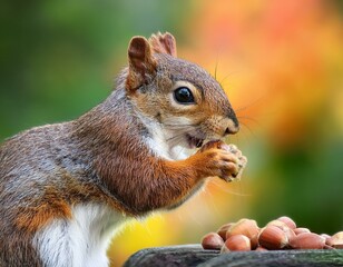 Obraz premium Una ardilla Una ardilla en el bosque, en primer planoen el bosque, en primer plano