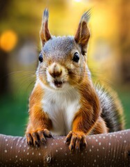Obraz premium Una ardilla Una ardilla en el bosque, en primer planoen el bosque, en primer plano